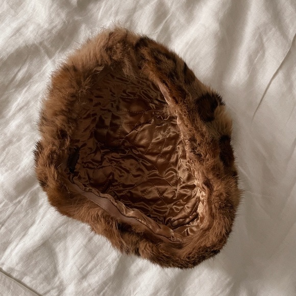 Vintage / Rabbit Fur Leopard Pattern Hat - Picture 4 of 5